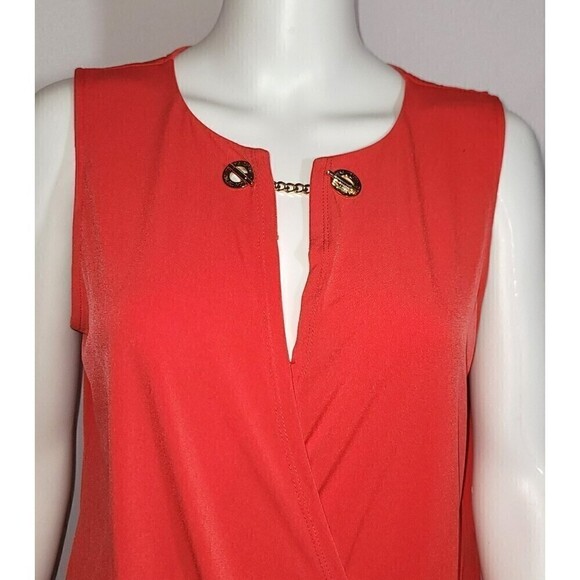 Ivanka Trump Tangerine Orange Sleeveless Floral Tank Top Blouse - Size M - Picture 6 of 8